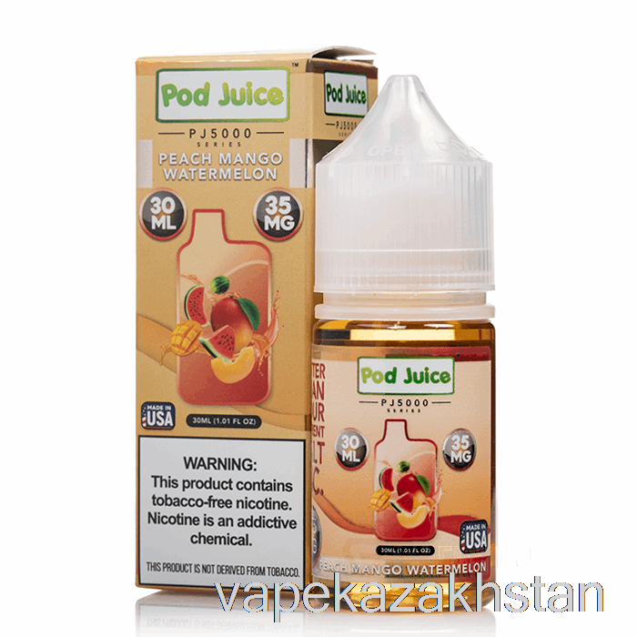 Vape Kazakhstan Peach Mango Watermelon - Pod Juice PJ5000 - 30mL 35mg